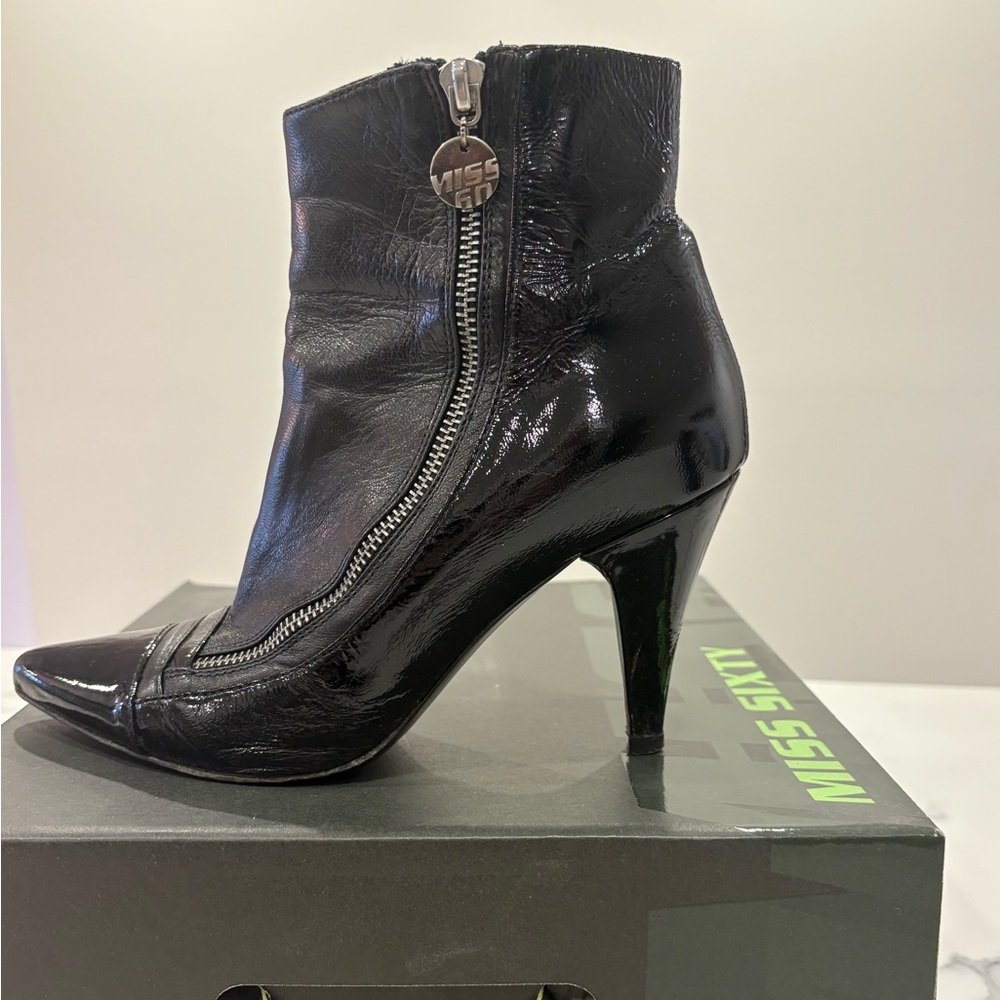 Miss Sixty Glossy Black Heeled Boots